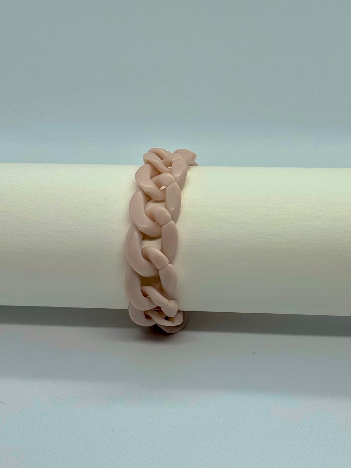 Bracelet en grosse maille mat rose vintage