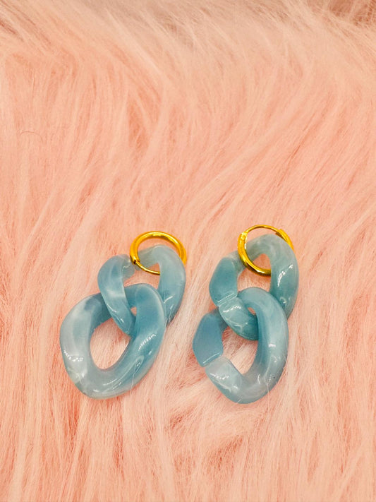 Boucle d'oreille en grosse maille mat rose vintage