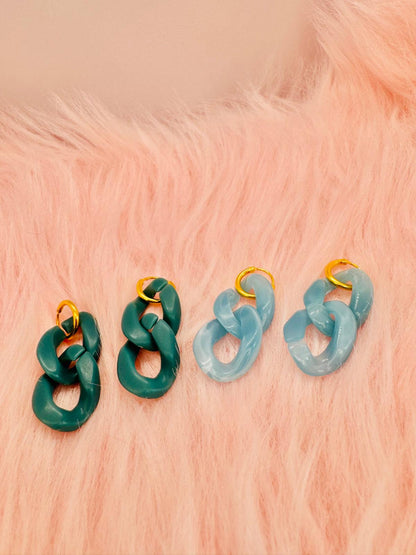 Boucle d'oreille en grosse maille mat rose vintage