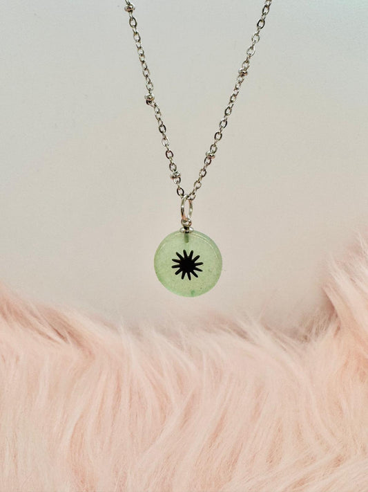 Collier en Acier Inoxydable Argenté avec Pendentif Soleil Doré-Rose