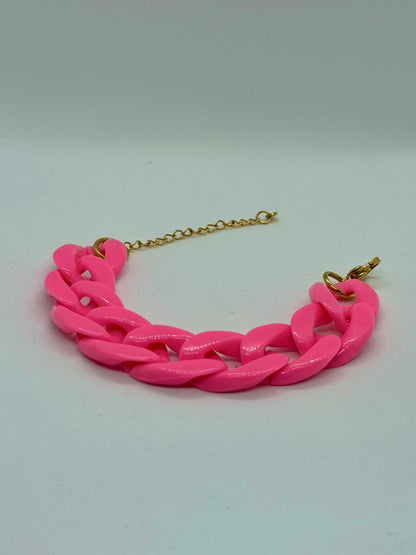 Bracelet en grosse maille rose hot