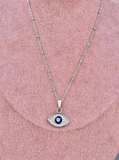 Collier Argenté avec Pendentif Œil Porte-Bonheur