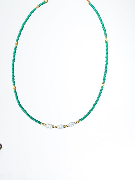 Collier en Perles de Rocaille, Dorées et Perles d'Eau Douce