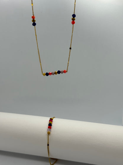 Collier et Bracelet Tendance en Acier Inoxydable et Perles